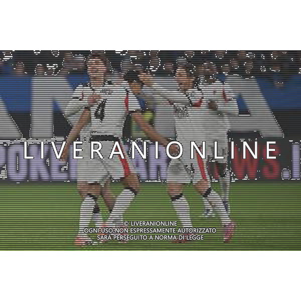 Atalanta vs Milan nella foto giocatori Milan esultanza dopo il gol dell\'1 a 0 Bergamo 28-10-2025 New Balance Arena - Stadio di Bergamo Atalanta vs Milan Campionato Serie A Enilive - 9a giornata foto Roberto Garavaglia/Agenzia Aldo Liverani sas