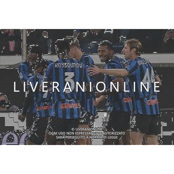 Atalanta vs Milan nella foto giocatori Atalanta esultanza dopo il gol dell\'1 a 1 Bergamo 28-10-2025 New Balance Arena - Stadio di Bergamo Atalanta vs Milan Campionato Serie A Enilive - 9a giornata foto Roberto Garavaglia/Agenzia Aldo Liverani sas