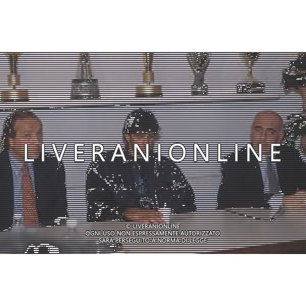 DIAP-RETROSPETTIVA ADRIANO GALLIANI AMMINISTRATORE DELEGATO AC MILAN NELLA FOTO ADRIANO GALLIANI CON GIANLUIGI LENTINI E CLAUDIO PASQUALIN AG ALDO LIVERANI SAS