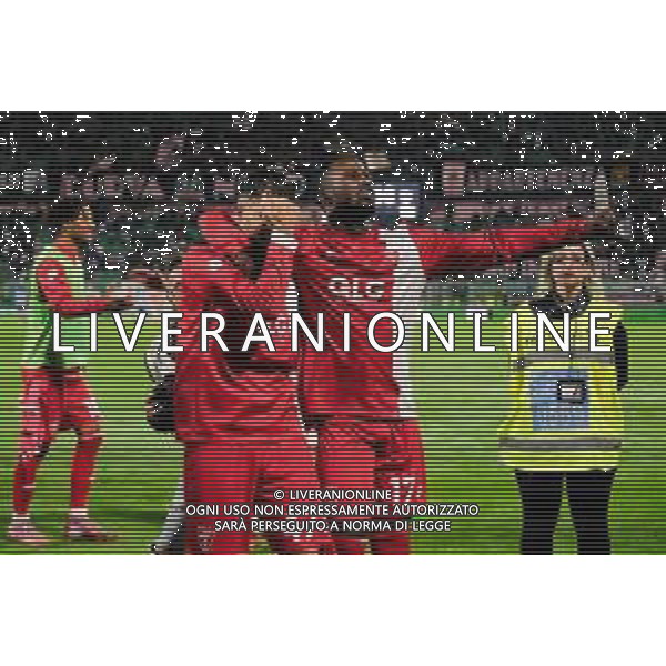 Palermo, Italia, 28 ottobre 2025. Stadio Renzo Barbera, Palermo vs Monza, match valido per il campionato di Serie B 2025/2026. Nella foto: Festeggiamenti Monza a fine gara ©FEDERICO SERRA - AGENZIA ALDO LIVERANI SAS