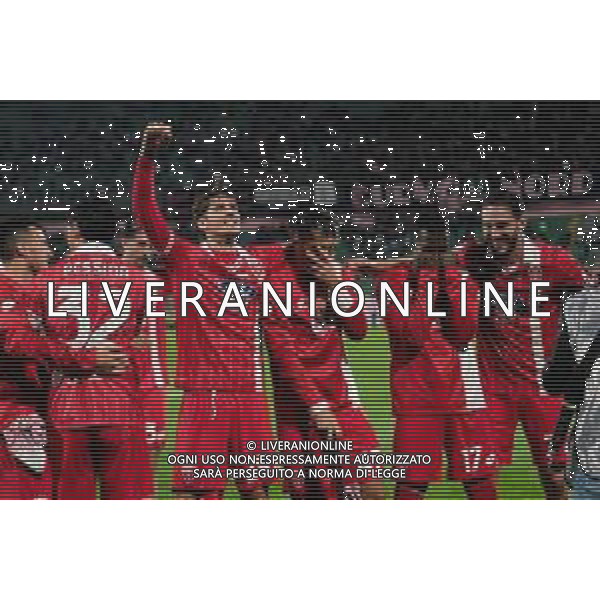 Palermo, Italia, 28 ottobre 2025. Stadio Renzo Barbera, Palermo vs Monza, match valido per il campionato di Serie B 2025/2026. Nella foto: Festeggiamenti Monza a fine gara ©FEDERICO SERRA - AGENZIA ALDO LIVERANI SAS