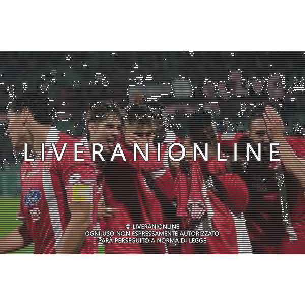 Palermo, Italia, 28 ottobre 2025. Stadio Renzo Barbera, Palermo vs Monza, match valido per il campionato di Serie B 2025/2026. Nella foto: Festeggiamenti Monza a fine gara ©FEDERICO SERRA - AGENZIA ALDO LIVERANI SAS