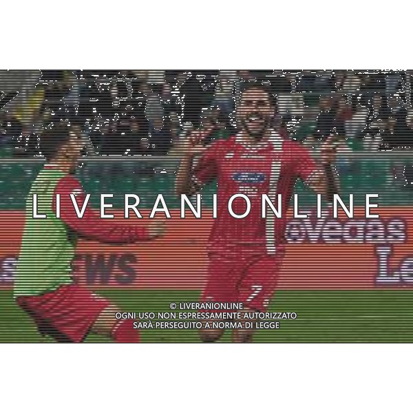 Palermo, Italia, 28 ottobre 2025. Stadio Renzo Barbera, Palermo vs Monza, match valido per il campionato di Serie B 2025/2026. Nella foto: esultanza Paulo Azzi (Monza) ©FEDERICO SERRA - AGENZIA ALDO LIVERANI SAS