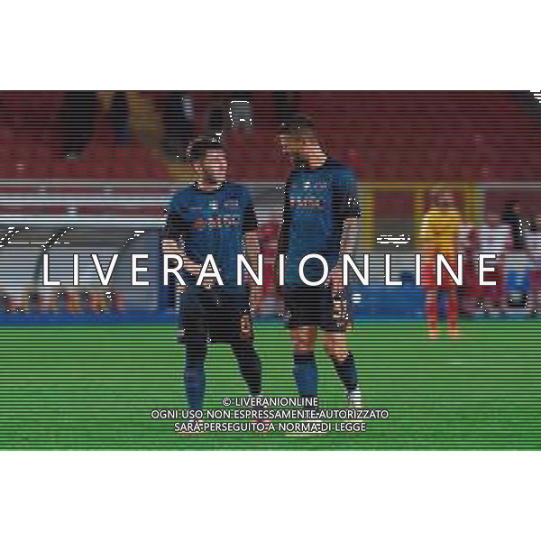 TVEM October 28, 2025 Lecce, Italy - US Lecce vs SSC Napoli - Italian soccer serie A 2025/26 - Via Del Mare Stadium. In the pic: Billy Gilmour of SSC Napoli and Leonardo Spinazzola of SSC Napoli ©TVEM Emmanuele Mastrodonato - AGENZIA ALDO LIVERANI SAS