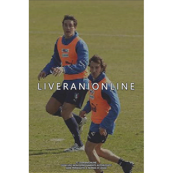 Coverciano (Fi) 28/02/2006 Ritiro e Allenamento della nazionale Italiana nella foto alessandro del piero e luca toni ph gianni nucci/agenzia aldo liverani