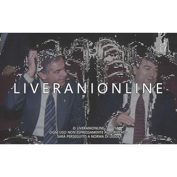 DIAP-RETROSPETTIVA ALDO SPINELLI PRESIDENTE GENOA CALCIO NELLA FOTO ALDO SPINELLI PRESIDENTE DEL GENOA CALCIO NELL\'ANNO 1993-1994 CON IL PRESIDENTE GOVEANI ROBERTO AG ALDO LIVERANI SAS