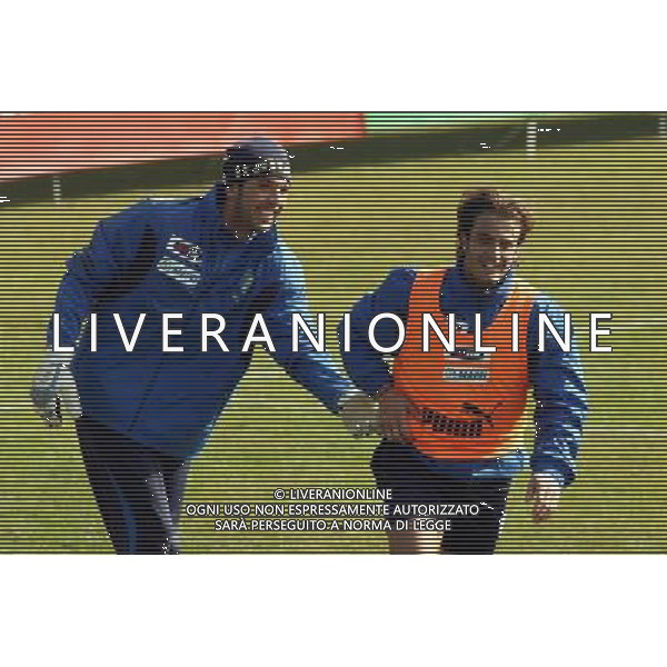 Coverciano (Fi) 28/02/2006 Ritiro e Allenamento della nazionale Italiana nella foto alberto gilardino e gianluigi buffon ph gianni nucci/agenzia aldo liverani