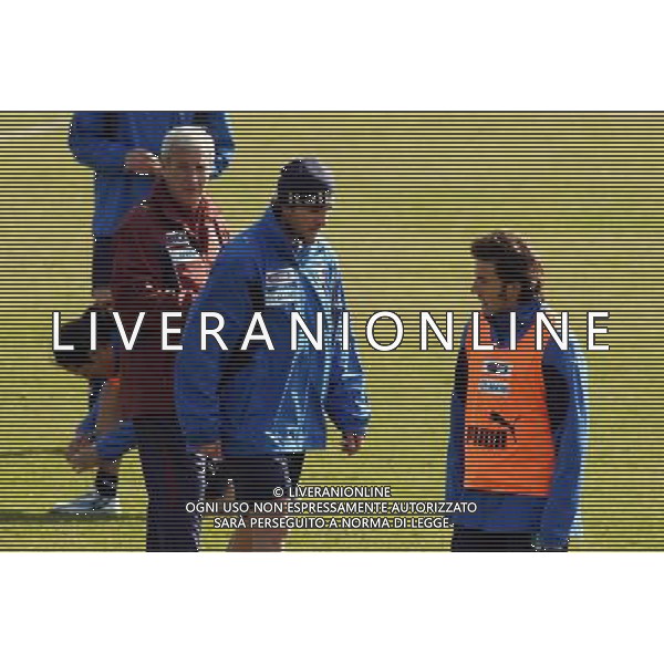 Coverciano (Fi) 28/02/2006 Ritiro e Allenamento della nazionale Italiana nella foto marcello lippi con christian vieri e alessandro del piero ph gianni nucci/agenzia aldo liverani