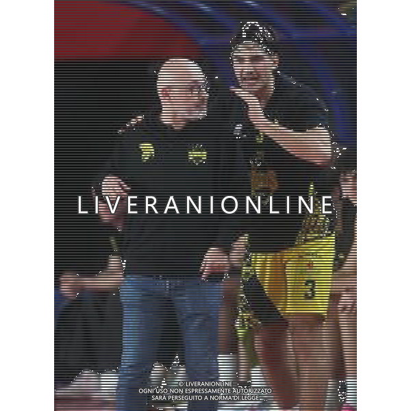 IMOLA 29 10 2025 VIRTUS IMOLA BASKET-CONSULTINVEST LORETO PESARO SERIE B1 NELLA FOTO ALLENATORE VIRTUS IMOLA GIANLUIGI GALETTI E NICOLO\' CASTELLINI ©SANNA - AGENZIA ALDO LIVERANI SAS