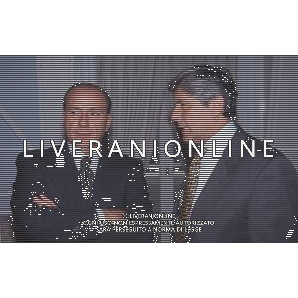 DIAP-RETROSPETTIVA SILVIO BERLUSCONI PRESIDNTE MILAN CALCIO E POLITICO NELLA FOTO SILVIO BERLUSCONI NELL\'ANNO 1993 CON LUCIANO NIZZOLA AG ALDO LIVERANI SAS