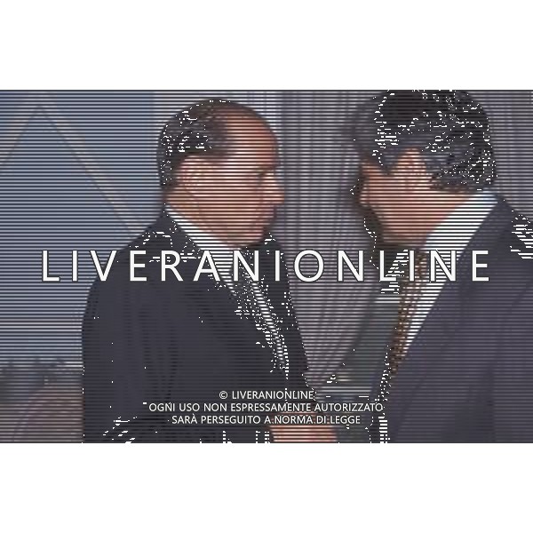 DIAP-RETROSPETTIVA SILVIO BERLUSCONI PRESIDNTE MILAN CALCIO E POLITICO NELLA FOTO SILVIO BERLUSCONI NELL\'ANNO 1993 CON LUCIANO NIZZOLA AG ALDO LIVERANI SAS