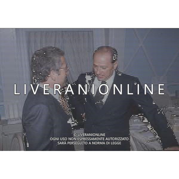 DIAP-RETROSPETTIVA SILVIO BERLUSCONI PRESIDNTE MILAN CALCIO E POLITICO NELLA FOTO SILVIO BERLUSCONI NELL\'ANNO 1993 CON VINCENZO MATARRESE AG ALDO LIVERANI SAS