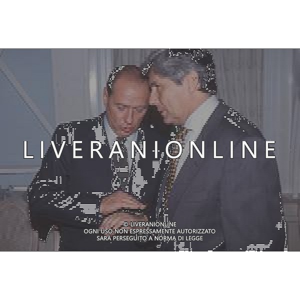 DIAP-RETROSPETTIVA SILVIO BERLUSCONI PRESIDNTE MILAN CALCIO E POLITICO NELLA FOTO SILVIO BERLUSCONI NELL\'ANNO 1993 CON LUCIANO NIZZOLA AG ALDO LIVERANI SAS