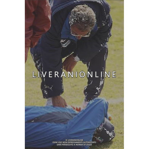 Coverciano (Fi) 28/02/2006 Ritiro e Allenamento della nazionale Italiana nella foto christian vieri a terra infortunato ph gianni nucci/agenzia aldo liverani