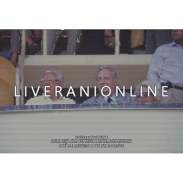 Il Presidente della Fiorentina Mario Cecchi Gori con Ferruccio Valcareggi in Tribuna allo Stadio nel 1990/91 ph archivio aldo liverani
