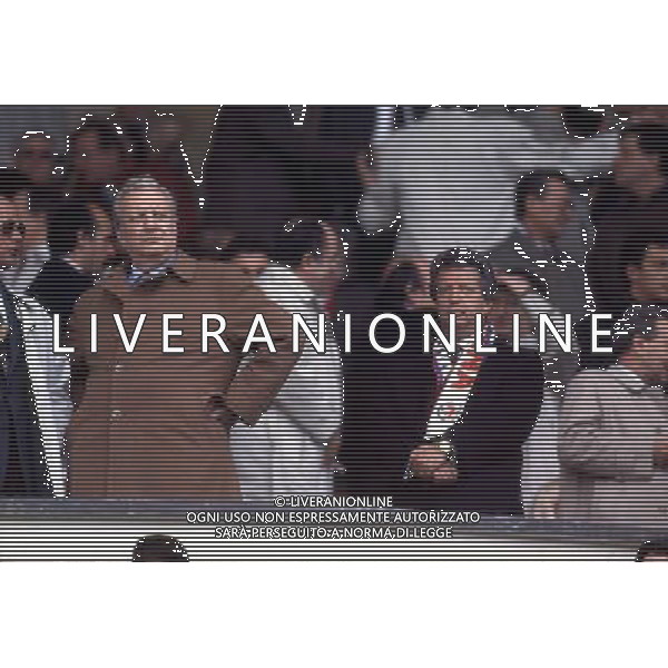 Il Presidente della Fiorentina Mario Cecchi Gori con il figlio Vittorio in Tribuna allo Stadio nel 1990/91 ph archivio aldo liverani