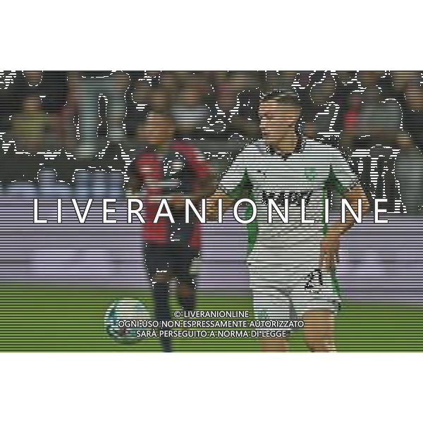 30-10-2025. Cagliari calcio-Sassuolo calcio, 9° giornata serie A 2025/2026, campionato calcio Italia, stadio Unipol Domus Cagliari. Foto Salvatore Moi/Agenzia Aldo Liverani s.as. Nella foto: Kevin Leone Sassuolo ©MOI SALVATORE - AGENZIA ALDO LIVERANI SAS