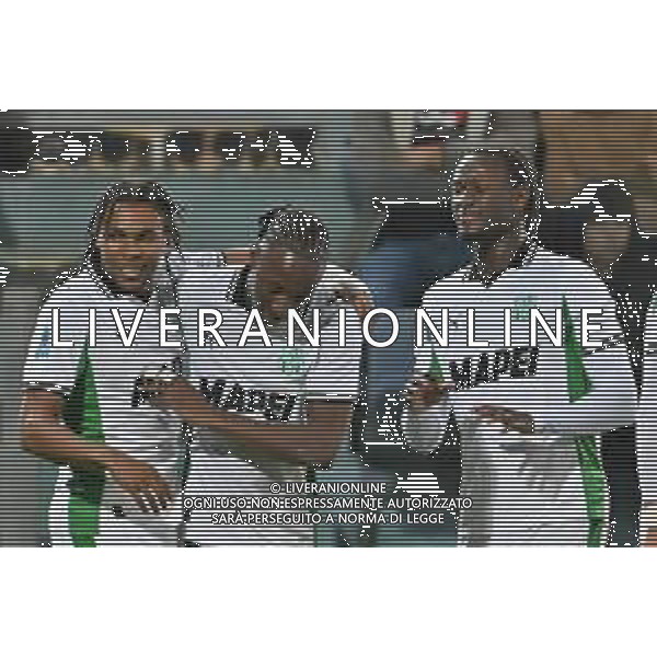 30-10-2025. Cagliari calcio-Sassuolo calcio, 9° giornata serie A 2025/2026, campionato calcio Italia, stadio Unipol Domus Cagliari. Foto Salvatore Moi/Agenzia Aldo Liverani s.as. Nella foto: Gol Sassuolo in trasferta contro Cagliari allo stadio Unipol Domus. Segna: Armand Lauriente Sassuolo ©MOI SALVATORE - AGENZIA ALDO LIVERANI SAS