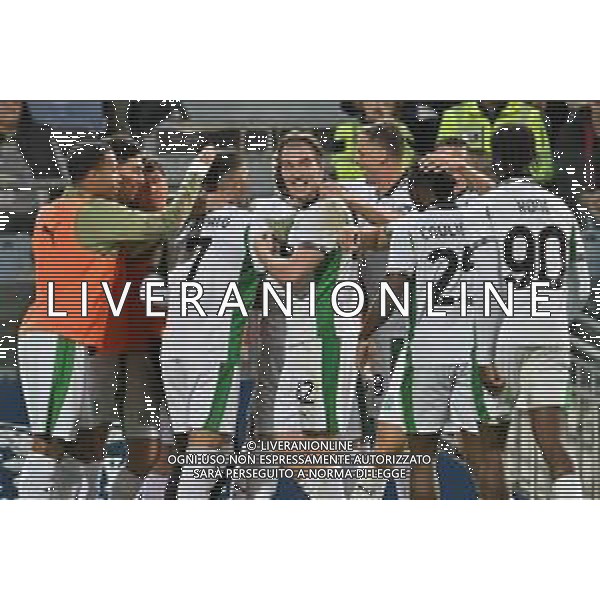 30-10-2025. Cagliari calcio-Sassuolo calcio, 9° giornata serie A 2025/2026, campionato calcio Italia, stadio Unipol Domus Cagliari. Foto Salvatore Moi/Agenzia Aldo Liverani s.as. Nella foto: Gol Sassuolo in trasferta contro Cagliari allo stadio Unipol Domus. Segna:Andrea Pinamonti Sassuolo ©MOI SALVATORE - AGENZIA ALDO LIVERANI SAS