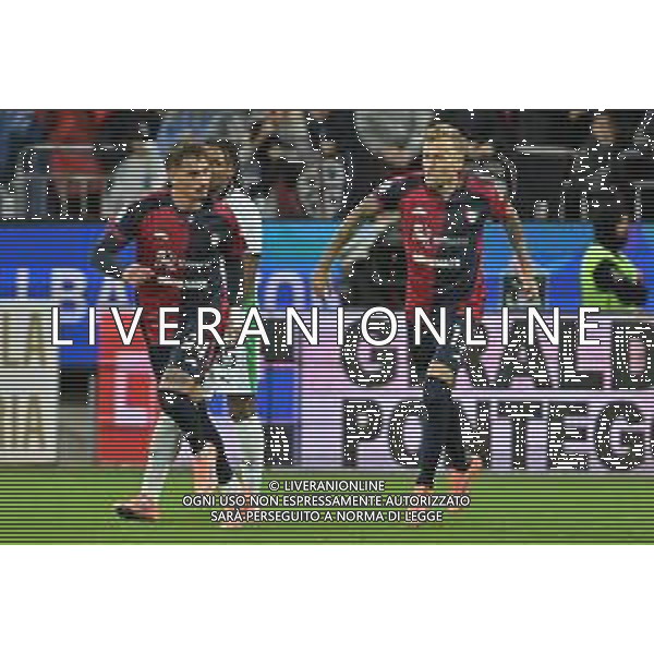 30-10-2025. Cagliari calcio-Sassuolo calcio, 9° giornata serie A 2025/2026, campionato calcio Italia, stadio Unipol Domus Cagliari. Foto Salvatore Moi/Agenzia Aldo Liverani s.as. Nella foto: Gol Sassuolo in trasferta contro Cagliari allo stadio Unipol Domus. Segna: Sebastiano Esposito Cagliari ©MOI SALVATORE - AGENZIA ALDO LIVERANI SAS
