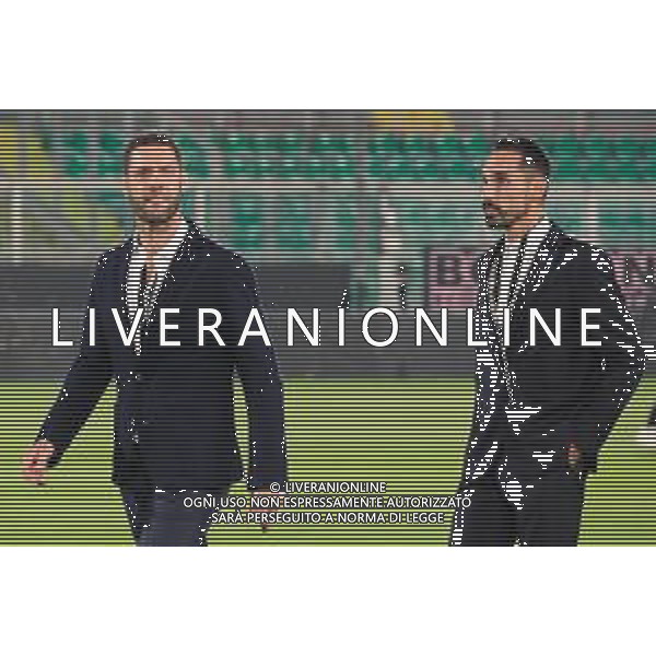 Palermo, Italia, 1 novembre 2025. Stadio Renzo Barbera, Palermo vs Pescara, match valido per il campionato di Serie B 2025/2026. Nella foto: Andrea Rispoli e Francesco Bolzoni ©Federico Serra - AGENZIA ALDO LIVERANI SAS