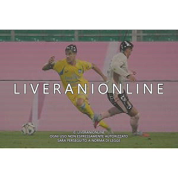 Palermo, Italia, 1 novembre 2025. Stadio Renzo Barbera, Palermo vs Pescara, match valido per il campionato di Serie B 2025/2026. Nella foto: Tommaso Corazza (Pescara) e Niccolo’ Pierozzi (Palermo FC) ©Federico Serra - AGENZIA ALDO LIVERANI SAS