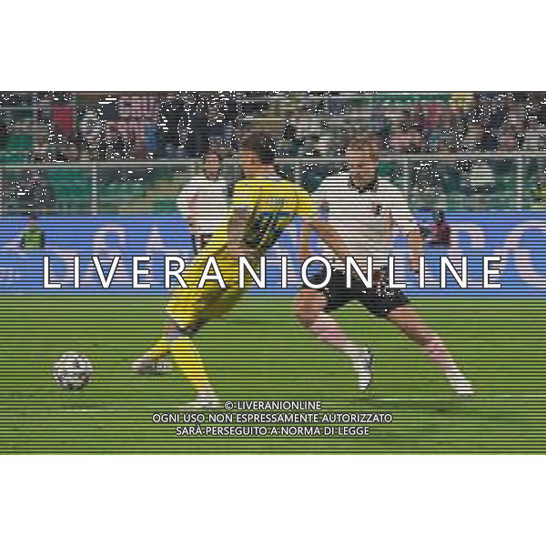 Palermo, Italy, 1 November 2025. Renzo Barbera Stadium, Palermo vs Pescara, match valid for the 2025/2026 Serie B championship. In the photo: Gabriele Corbo (Pescara) and Joel Pohjanpalo (Palermo FC) ©Federico Serra - AGENZIA ALDO LIVERANI SAS