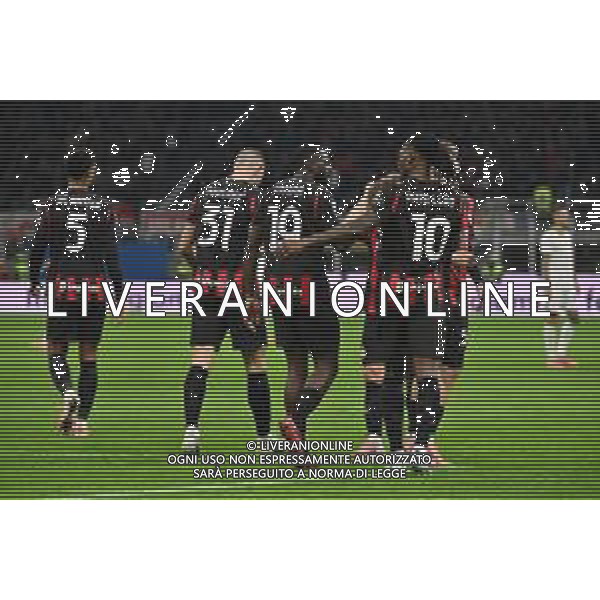 Milan vs Roma nella foto giocatori Milan esultanza dopo il gol dell\'1 a 0 Milano 02-11-2025 Stadio Giuseppe Meazza - San Siro Milan vs Roma Campionato Serie A Enilive - 10a giornata foto Roberto Garavaglia/Agenzia Aldo Liverani sas