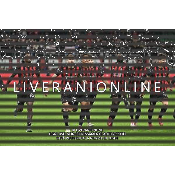 Milan vs Roma nella foto esultanza finale Milan Milano 02-11-2025 Stadio Giuseppe Meazza - San Siro Milan vs Roma Campionato Serie A Enilive - 10a giornata foto Roberto Garavaglia/Agenzia Aldo Liverani sas