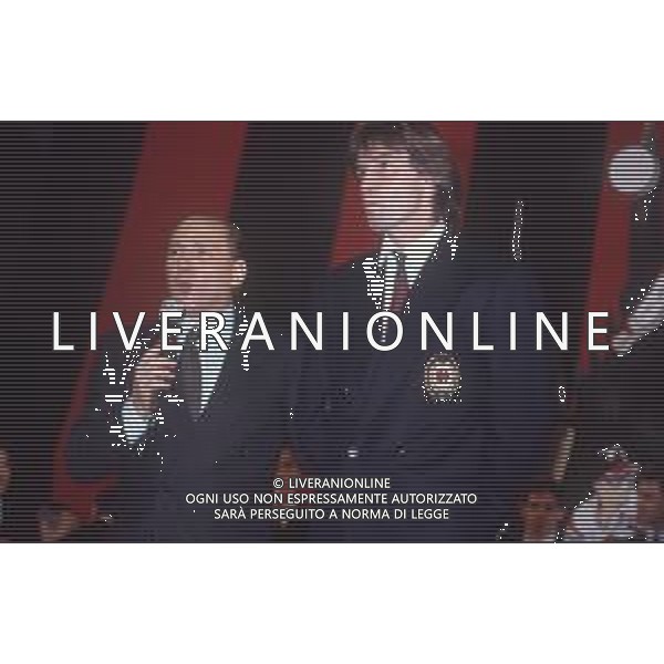 DIAP-RETROSPETTIVA SILVIO BERLUSCONI PRESIDENTE DEL MILAN CALCIO E POLITICO NELLA FOTO SILVIO BERLUSCONI NELL\'ANNO 1992-1993 A MILANO CON FILIPPO GALLI AG ALDO LIVERANI SAS