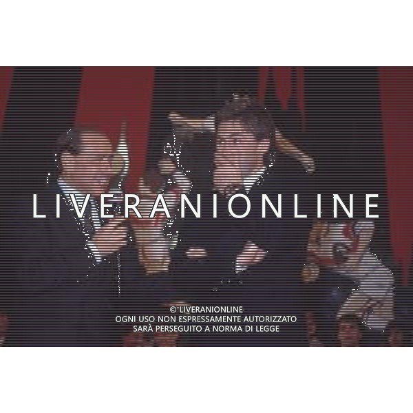DIAP-RETROSPETTIVA SILVIO BERLUSCONI PRESIDENTE DEL MILAN CALCIO E POLITICO NELLA FOTO SILVIO BERLUSCONI NELL\'ANNO 1992-1993 A MILANO CON CARLO ANCELOTTI AG ALDO LIVERANI SAS