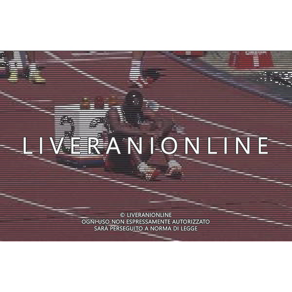 DIAP-RETROSPETTIVA EDWIN MOSES ATLETA NELLA FOTO EDWIN MOSES NELL\'ANNO 1988 ALLE OLIMPIADI DI SEUL AG ALDO LIVERANI SAS