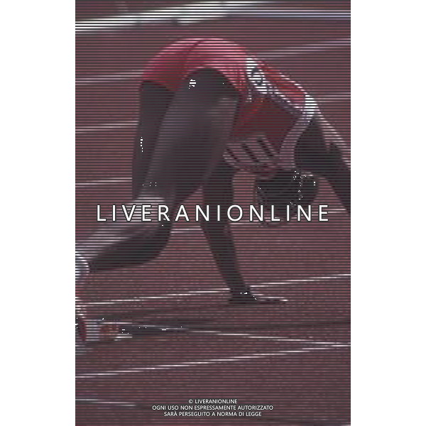 DIAP-RETROSPETTIVA EDWIN MOSES ATLETA NELLA FOTO EDWIN MOSES NELL\'ANNO 1988 ALLE OLIMPIADI DI SEUL AG ALDO LIVERANI SAS