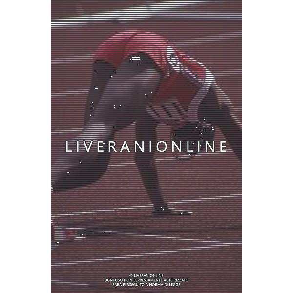 DIAP-RETROSPETTIVA EDWIN MOSES ATLETA NELLA FOTO EDWIN MOSES NELL\'ANNO 1988 ALLE OLIMPIADI DI SEUL AG ALDO LIVERANI SAS