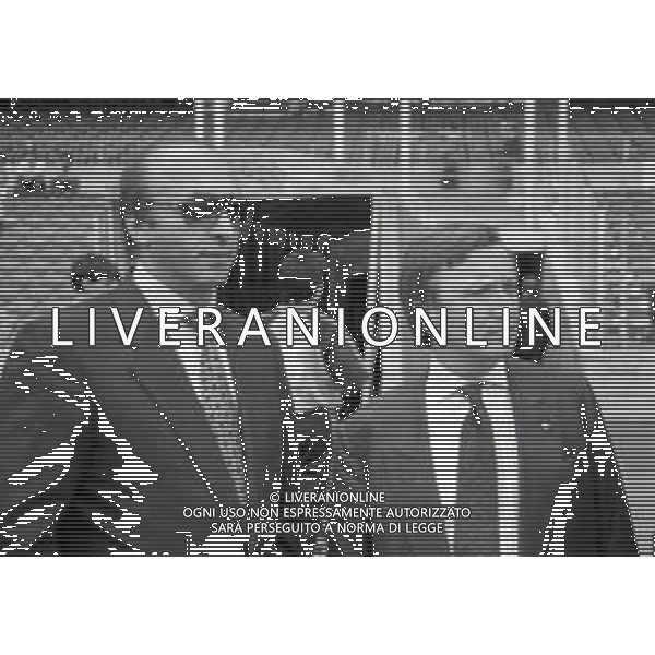 NEG-RETROSPETTIVA GIAN MAURO BORSANO PRESIDENTE TORINO CALCIO NELLA FOTO GIAN MAURO BORSANO NELL\'ANNO 1990-1991 PRESIDENTE DEL TORINO CALCIO CON LUCIANO MOGGI AG ALDO LIVERANI SAS