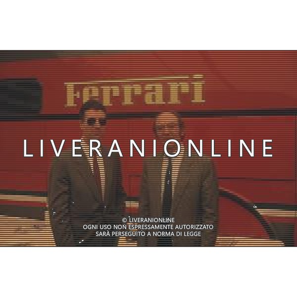 DIAP-RETROSPETTIVA CLAUDIO LOMBARDI INGEGNERE FERRARI F1 NELLA FOTO CLAUDIO LOMBARDI INGEGNERE DELLA SCUDERIA FERRARI F1 ANNO 1991 CON PIERO LARDI FERRARI AG ALDO LIVERANI SAS