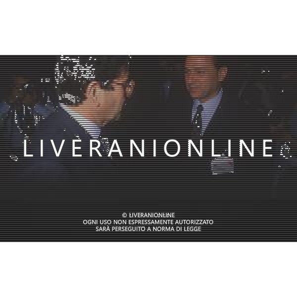 DIAP-RETROSPETTIVA SILVIO BERLUSCONI IMPRENDITORE E POLITICO NELLA FOTO SILVIO BERLUSCONI NELL\'ANNO 1988-1989 CON VITTORIO MERLONI AG ALDO LIVERANI SAS