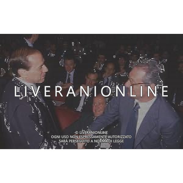DIAP-RETROSPETTIVA SILVIO BERLUSCONI IMPRENDITORE E POLITICO NELLA FOTO SILVIO BERLUSCONI NELL\'ANNO 1988-1989 CON CESARE ROMITI AG ALDO LIVERANI SAS