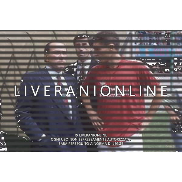 DIAP-RETROSPETTIVA SILVIO BERLUSCONI IMPRENDITORE E POLITICO NELLA FOTO SILVIO BERLUSCONI NELL\'ANNO 1991-1992 CON DANIELE MASSARO AG ALDO LIVERANI SAS  