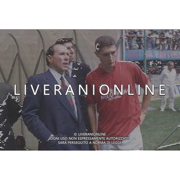 DIAP-RETROSPETTIVA SILVIO BERLUSCONI IMPRENDITORE E POLITICO NELLA FOTO SILVIO BERLUSCONI NELL\'ANNO 1991-1992 CON DANIELE MASSARO AG ALDO LIVERANI SAS 