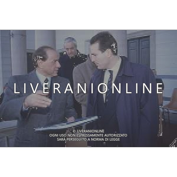DIAP-RETROSPETTIVA SILVIO BERLUSCONI PRESIDENTE MILAN E PRESIDENTE RUGBY MEDIOLANUM NELLA FOTO SILVIO BERLUSCONI A MILANO NELL\'ANNO 1991-1992 IN VISITA ALLA SQUADRA DI RUGBY AG ALDO LIVERANI SAS