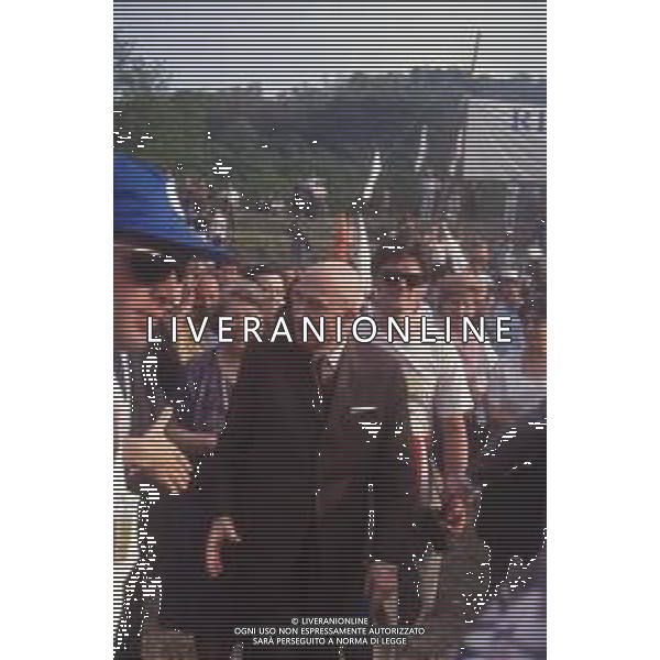 DIAP-RETROSPETTIVA GIANFRANCO MIGLIO POLITICO NELLA FOTO GIANFRANCO MIGLIO A PONTIDA NELL\'ANNO 1992 AG ALDO LIVERANI SAS