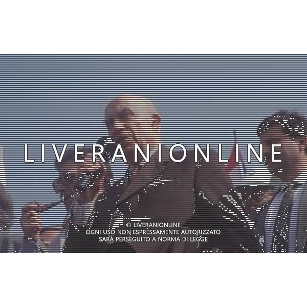 DIAP-RETROSPETTIVA GIANFRANCO MIGLIO POLITICO NELLA FOTO GIANFRANCO MIGLIO A PONTIDA NELL\'ANNO 1992 AG ALDO LIVERANI SAS