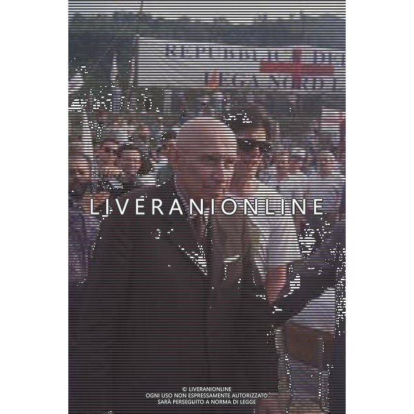 DIAP-RETROSPETTIVA GIANFRANCO MIGLIO POLITICO NELLA FOTO GIANFRANCO MIGLIO A PONTIDA NELL\'ANNO 1992 AG ALDO LIVERANI SAS