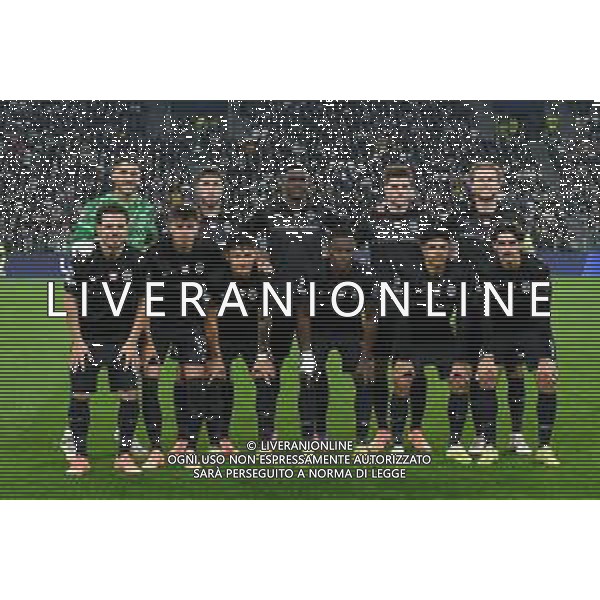 Torino 04.11.2025 Allianz Stadium © Manuela Viganti/Agenzia Aldo Liverani Juventus vs Sporting Lisbona 4a giornata Uefa Champions League 2025/2026 Nella foto: la formazione dello sporting lisbona da sx verso dx: rui silva, goncalo ignacio, ousmane diomande, fotis ioannidis, morten hjulmand, pedro goncalves, giorgos vagiannidis, maximiliano arujo, geovany quenda, joao simoes, francisco trincao ©Viganti - AGENZIA ALDO LIVERANI SAS