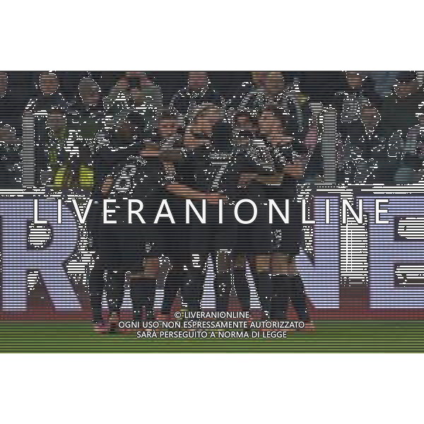 Torino 04.11.2025 Allianz Stadium © Manuela Viganti/Agenzia Aldo Liverani Juventus vs Sporting Lisbona 4a giornata Uefa Champions League 2025/2026 Nella foto: esultanza sporting lisbona dopo il gol di maximiliano araujo ©Viganti - AGENZIA ALDO LIVERANI SAS