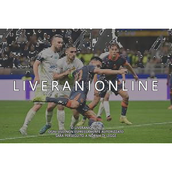 Inter vs Kairat Almaty nella foto Lautaro Martinez (Inter) segna il gol dell\'1 a 0 Milano 05-11-2025 Stadio Giuseppe Meazza - San Siro Inter vs Kairat Almaty UEFA Champions League fase a girone unico - 4a giornata foto Roberto Garavaglia/Agenzia Aldo Liverani sas