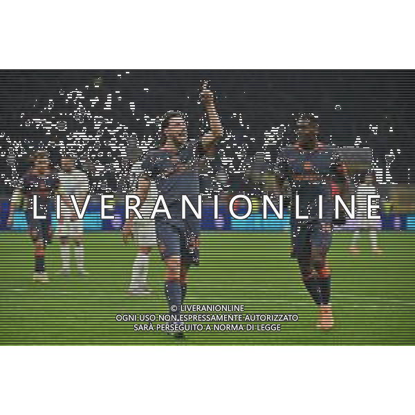 Inter vs Kairat Almaty nella foto Carlos Augusto (Inter) e Ange-Yoan Bonny (Inter) esultanza dopo il gol del 2 a 1 Milano 05-11-2025 Stadio Giuseppe Meazza - San Siro Inter vs Kairat Almaty UEFA Champions League fase a girone unico - 4a giornata foto Roberto Garavaglia/Agenzia Aldo Liverani sas