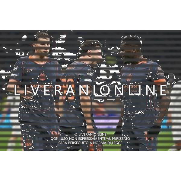 Inter vs Kairat Almaty nella foto da SX Francesco Pio Esposito (Inter), Carlos Augusto (Inter) e Ange-Yoan Bonny (Inter) esultanza dopo il gol del 2 a 1 Milano 05-11-2025 Stadio Giuseppe Meazza - San Siro Inter vs Kairat Almaty UEFA Champions League fase a girone unico - 4a giornata foto Roberto Garavaglia/Agenzia Aldo Liverani sas