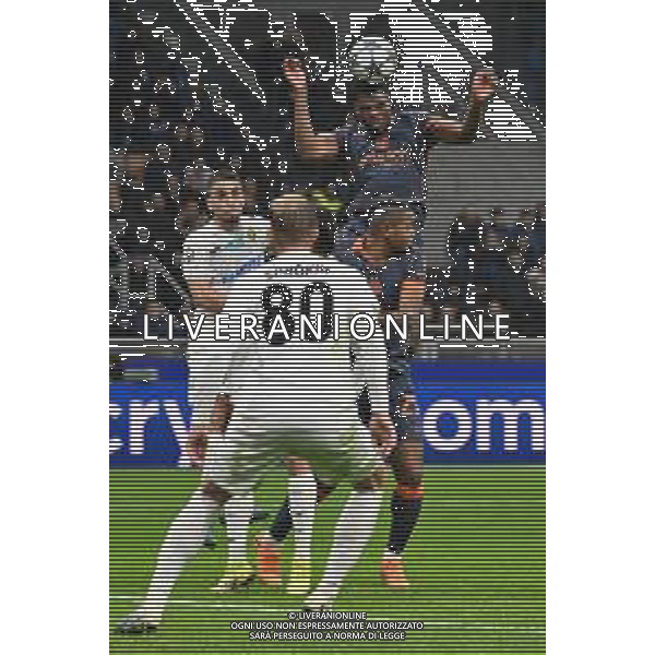 Inter vs Kairat Almaty nella foto Denzel Dumfries (Inter) occasione da gol Milano 05-11-2025 Stadio Giuseppe Meazza - San Siro Inter vs Kairat Almaty UEFA Champions League fase a girone unico - 4a giornata foto Roberto Garavaglia/Agenzia Aldo Liverani sas